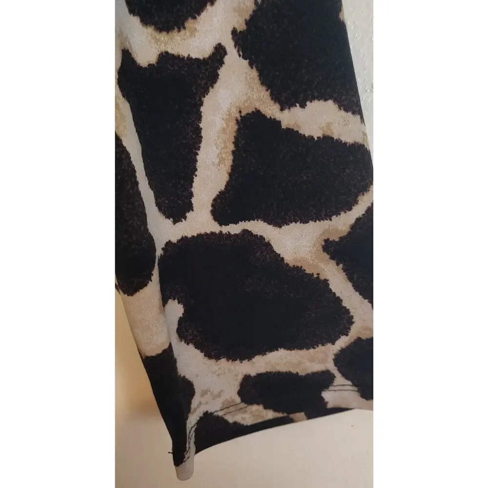 Style & Co Giraffe Print Dress Sz L Safari Pullover Stretchy Unlined Animal